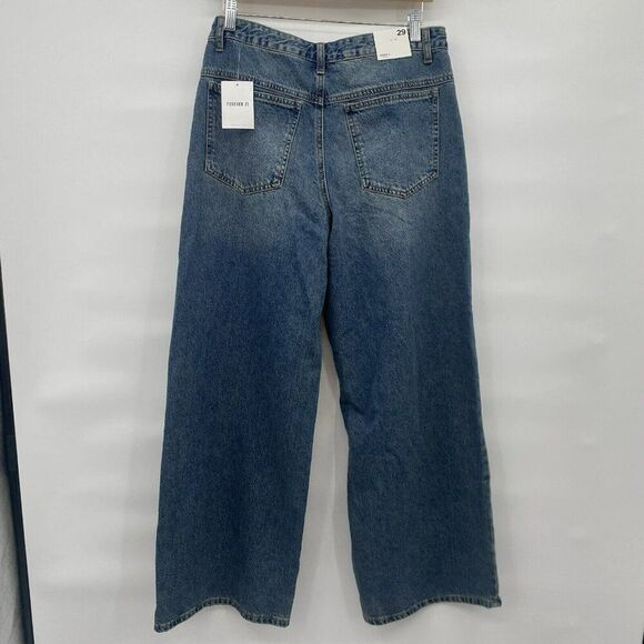 Forever 21 Premium High Rise Wide Leg‎ Denim Jeans Medium Wash Size 29 NWT - Picture 2 of 4
